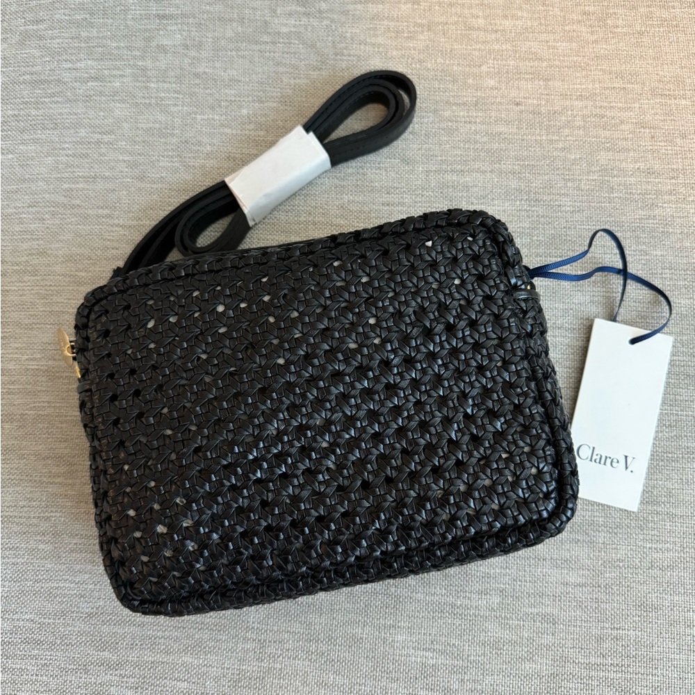 NWT Clare V Midi Sac in Black Ratan Leather - Picture 4 of 6